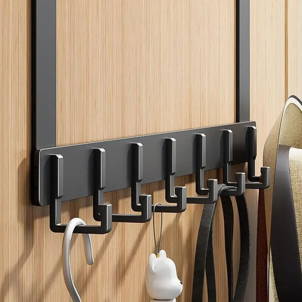 6-Hook Over Door Hanger Rack – Space-Saving Coat, Towel & Bag Organizer