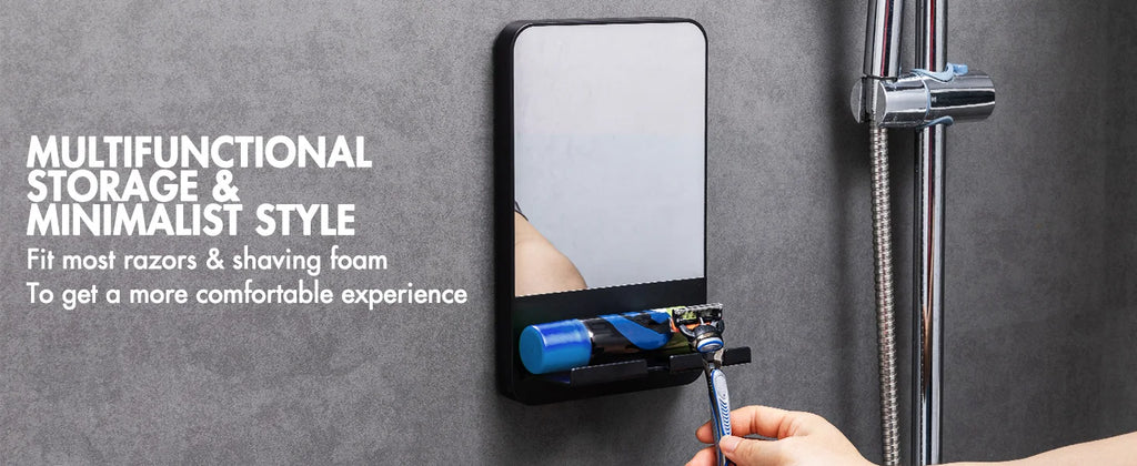 TALI Fogless Shower Mirror with Razor Holder – Shatterproof No-Drill Bathroom Mirror