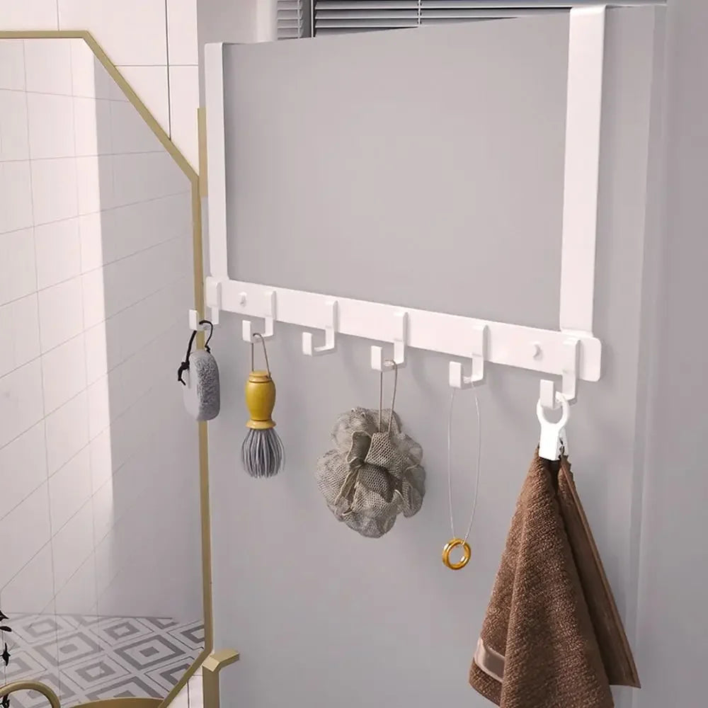 6-Hook Over Door Hanger Rack – Space-Saving Coat, Towel & Bag Organizer