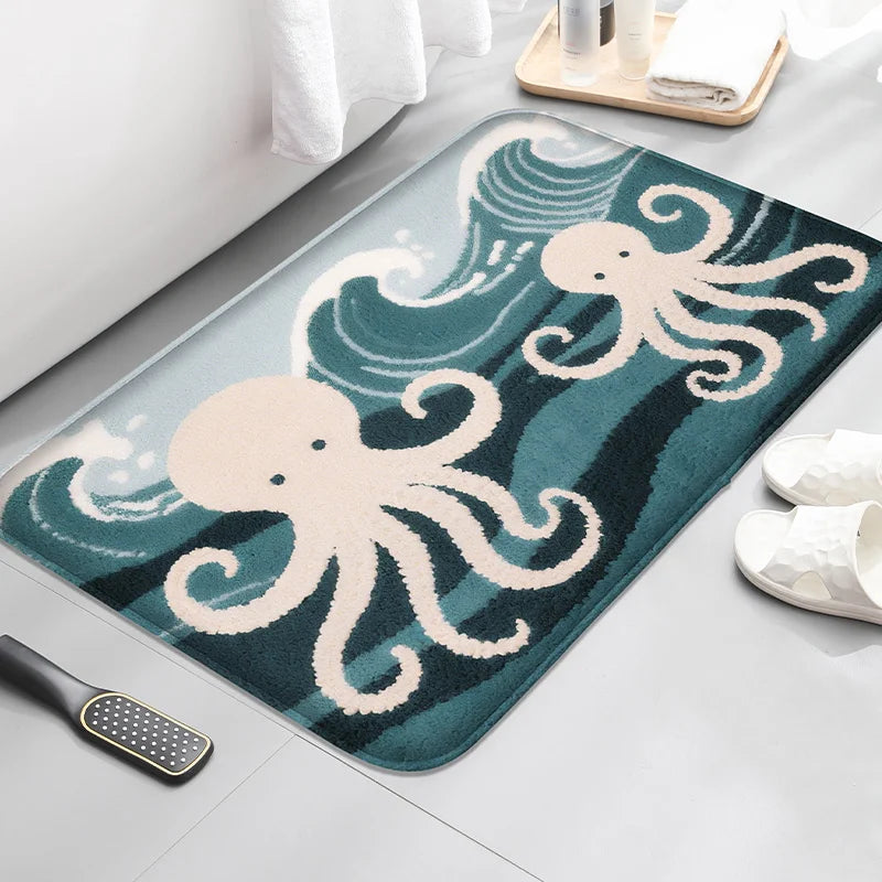 Ocean-Themed Absorbent Bath Mat