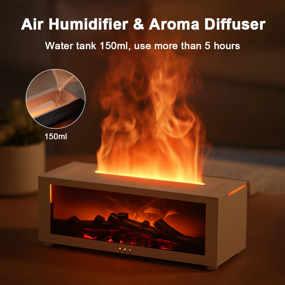 Flame Aroma Humidifier – Essential Oil Diffuser with LED Lights & Remote Control