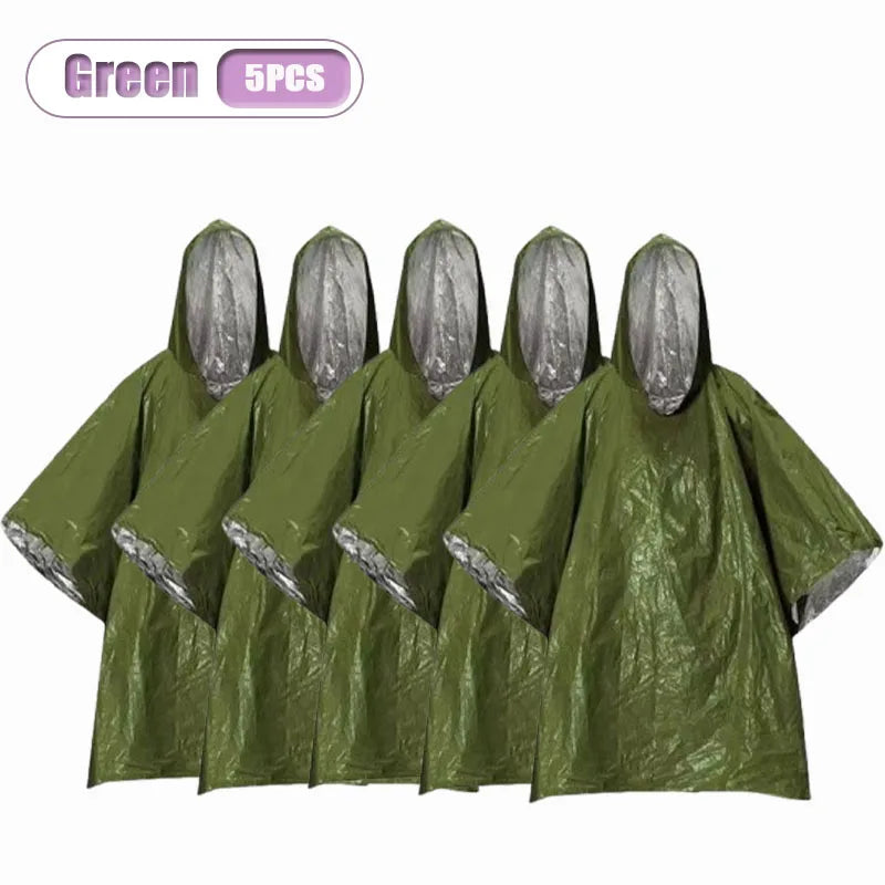Emergency Thermal Raincoat Poncho – Insulated Rainproof Survival Blanket