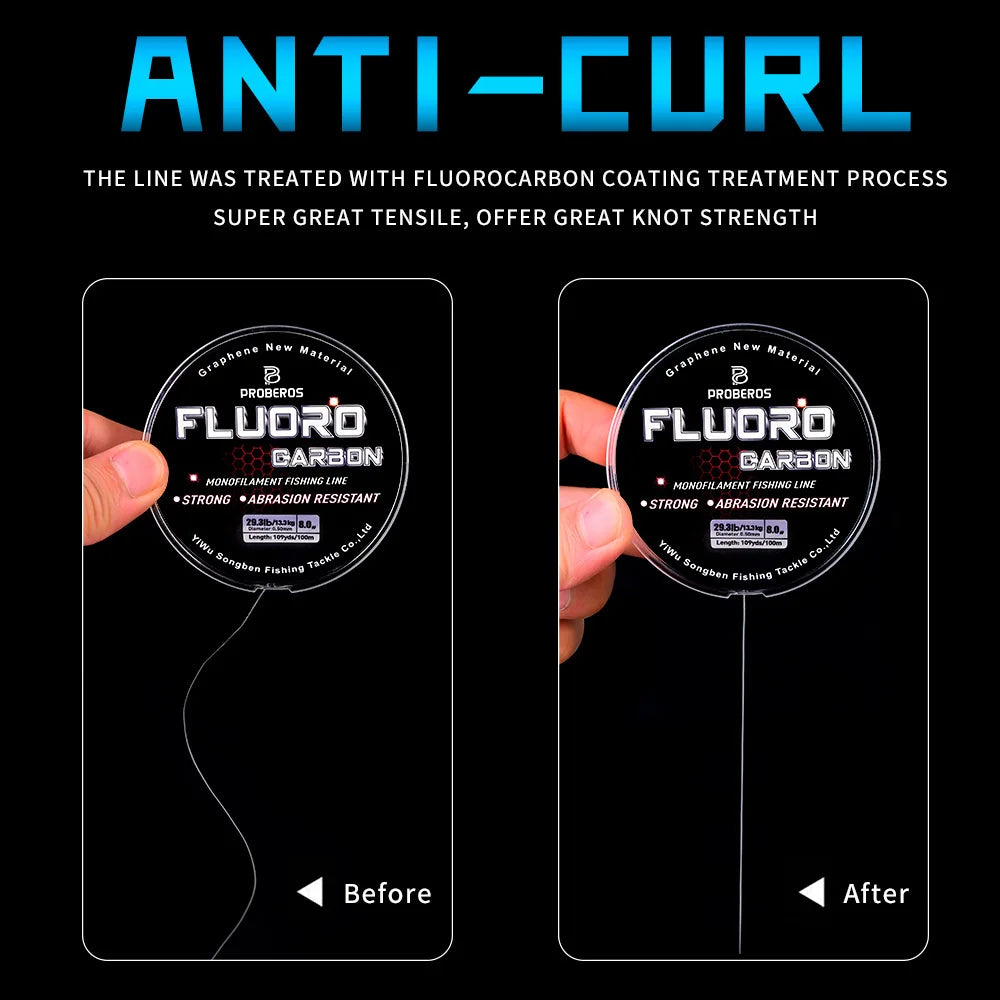 PROBEROS 100m Fluorocarbon Fishing Line – High Abrasion Resistance