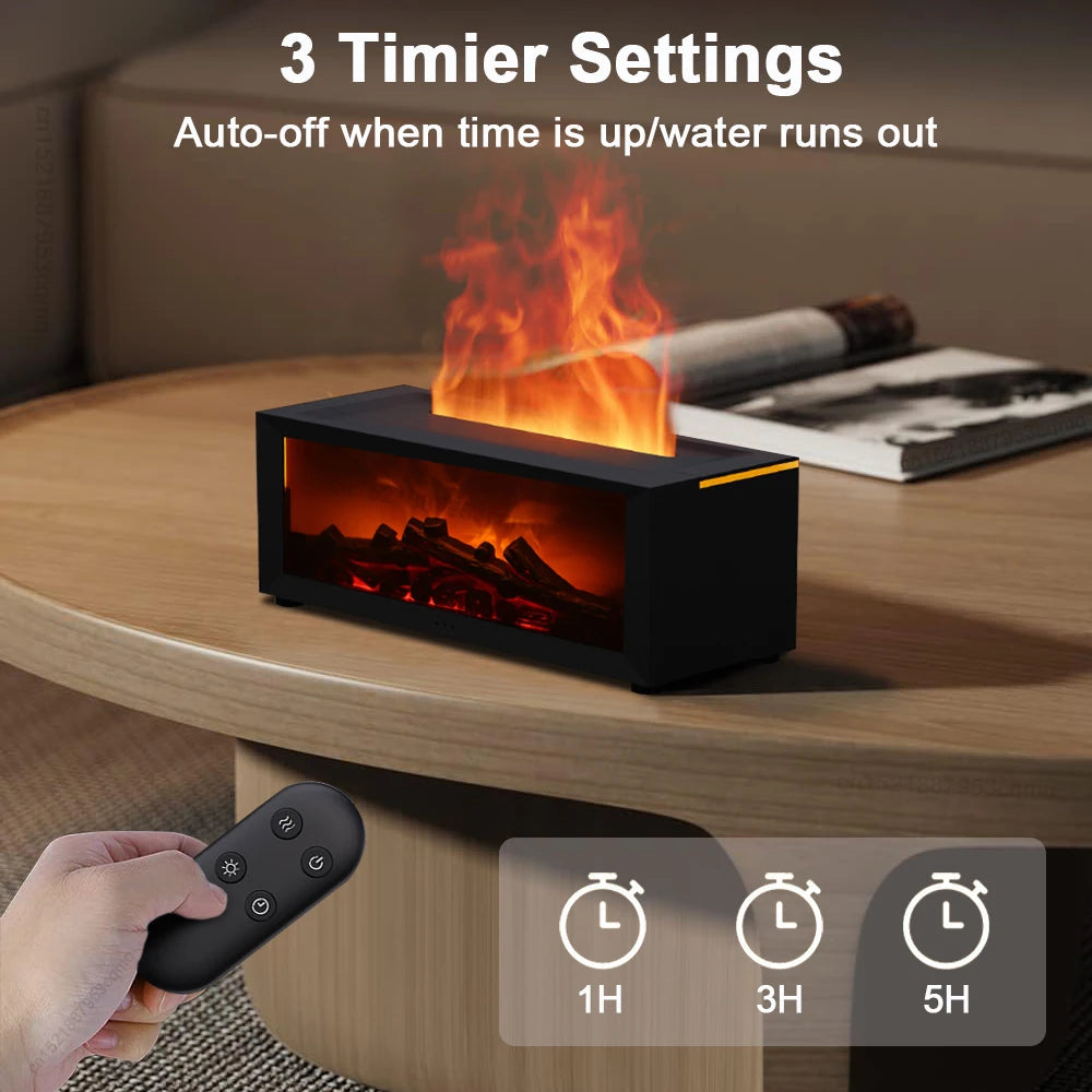 Flame Aroma Humidifier – Essential Oil Diffuser with LED Lights & Remote Control