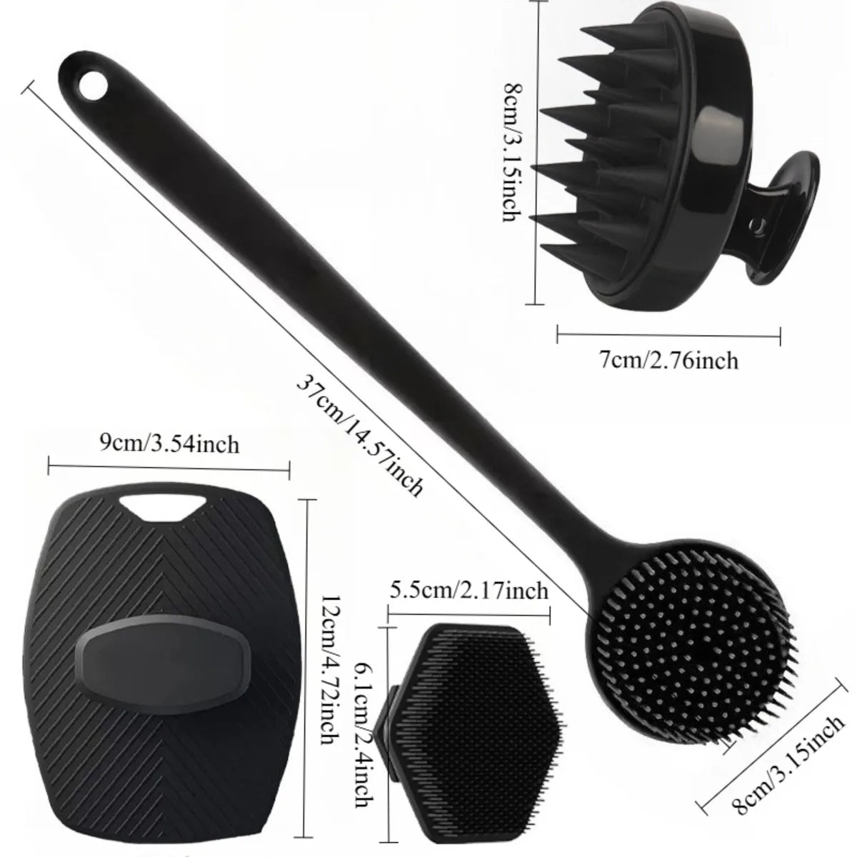 4PCS Silicone Body Scrubber Set – Soft Exfoliating Shower & Face Brushes