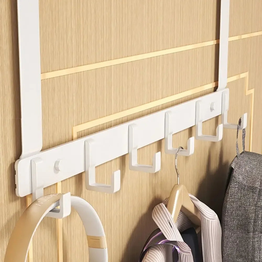 6-Hook Over Door Hanger Rack – Space-Saving Coat, Towel & Bag Organizer