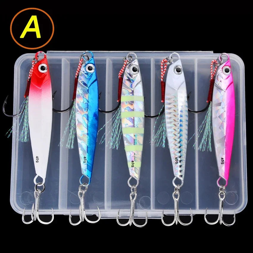 5pcs Metal Jig Fishing Lures – Saltwater Hard Bait Fishing Set