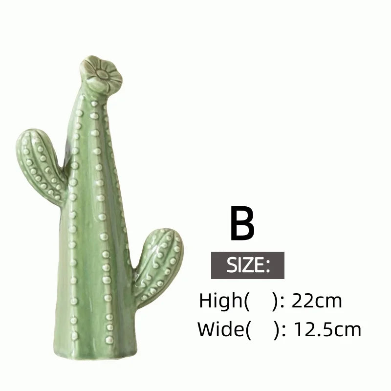 Ceramic Cactus Ornaments – Modern Home Decor Figurines