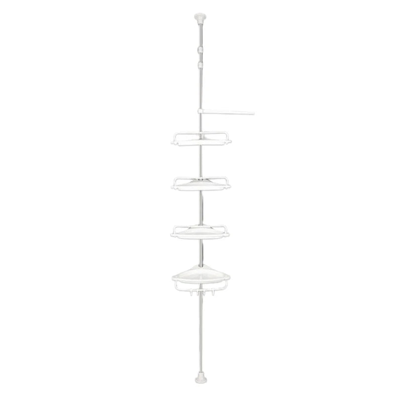 Adjustable 4-Tier Corner Shower Caddy | Tension Pole Bathroom Storage Rack
