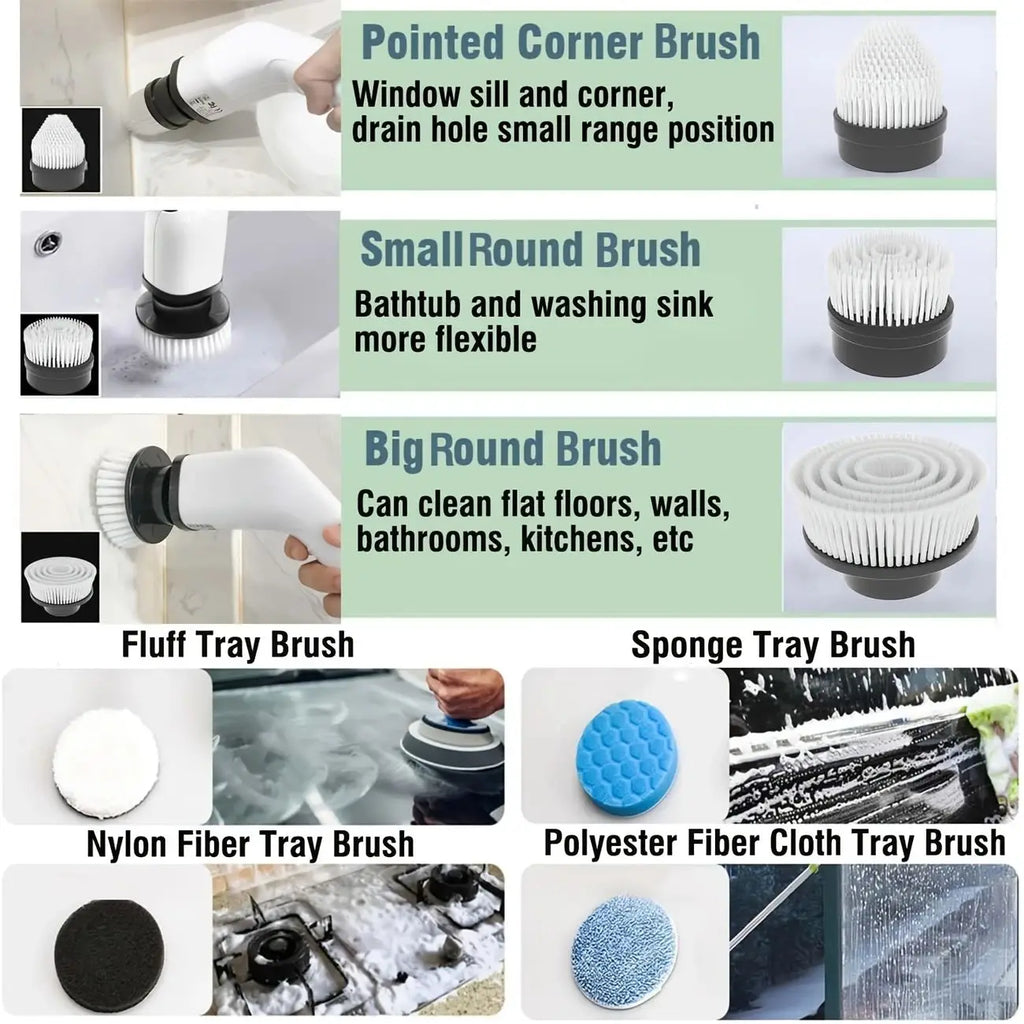 9-in-1 Electric Cleaning Brush – Cordless Rotating Scrubber for Bathroom, Shower & Floors