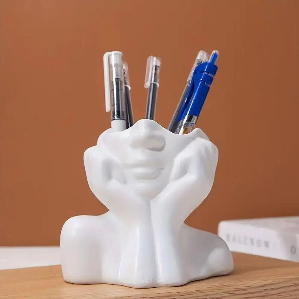 Modern Face Makeup Brush Holder – Decorative Vanity Organiser & Flower Vase