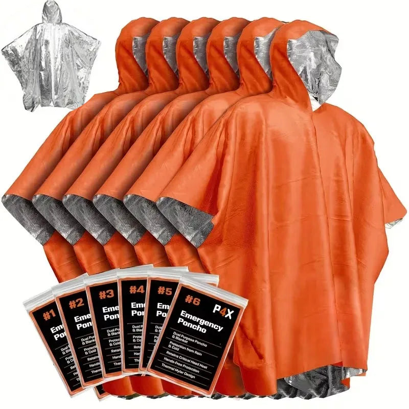 Emergency Thermal Raincoat Poncho – Insulated Rainproof Survival Blanket