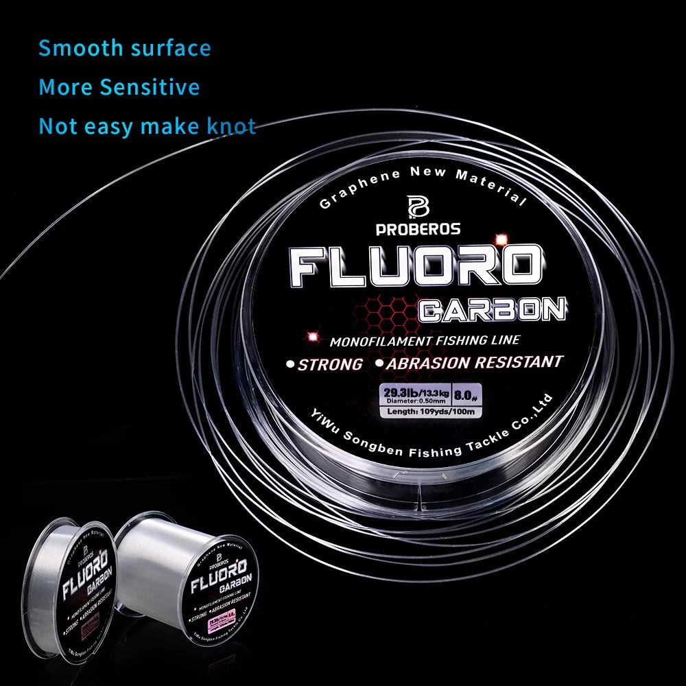 PROBEROS 100m Fluorocarbon Fishing Line – High Abrasion Resistance