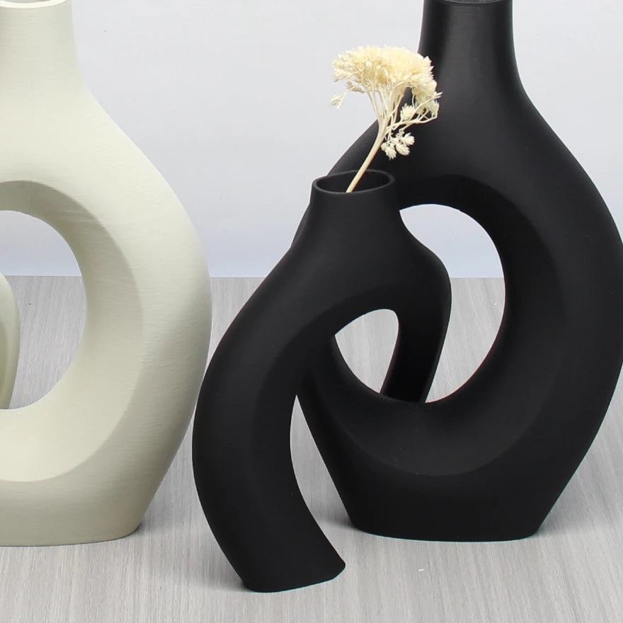 Boho Hollow Ceramic Style Vase Set | Modern Decorative Vases for Home Decor