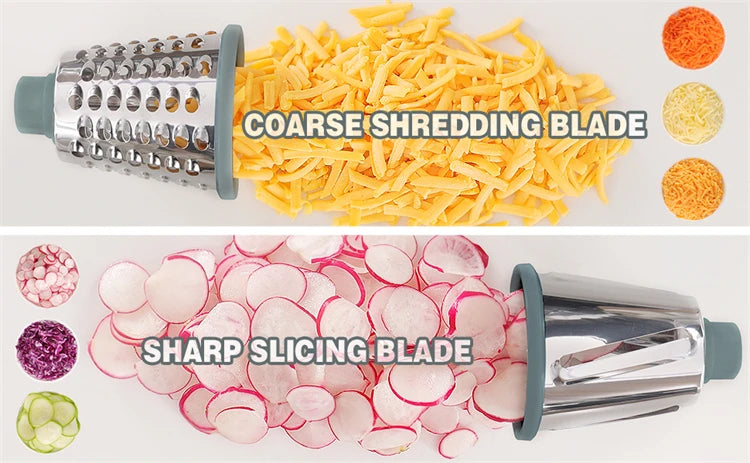 3 in 1 Rotary Cheese Grater Ve3-in-1 Rotary Cheese Grater & Vegetable Slicer