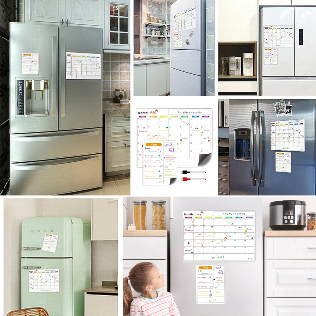 Magnetic Dry Erase Fridge Calendar Planner | Monthly & Weekly Organiser