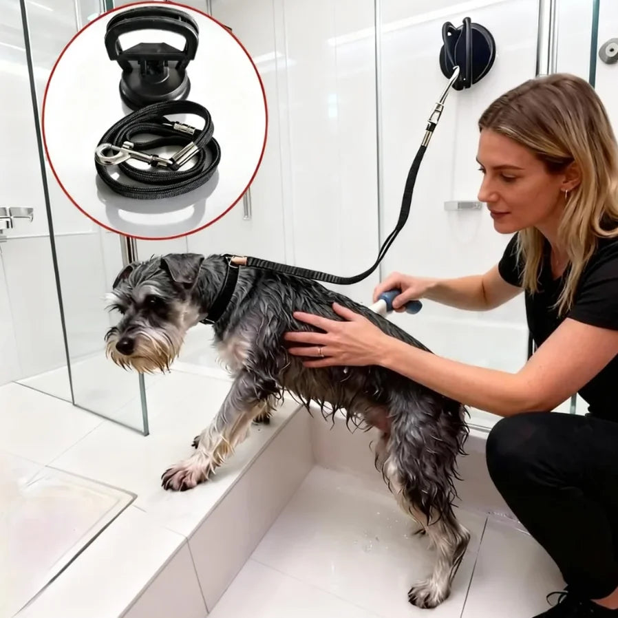 Pet Bathing Grooming Restraint Leash – Suction Cup Holder for Dogs & Cats