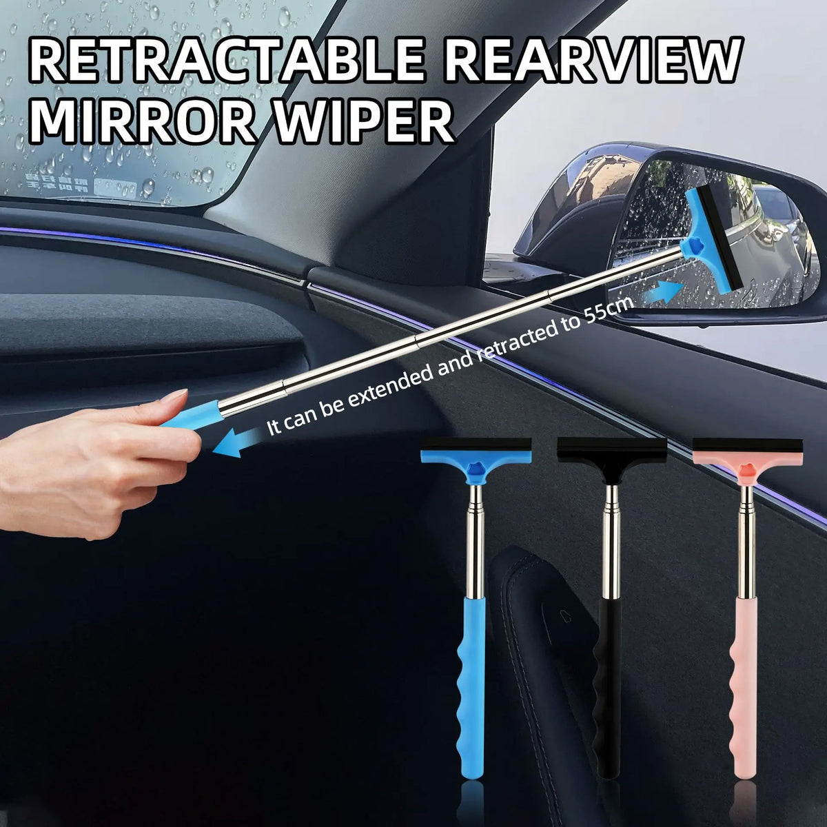 Car Side Mirror & Window Wiper – Extendable Glass Cleaning Tool