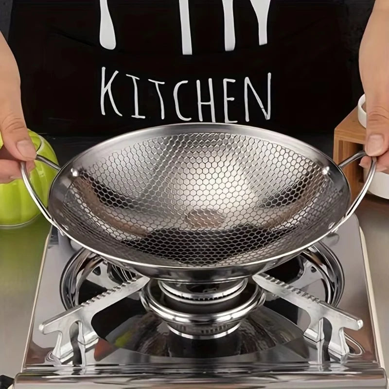 29cm Honeycomb Stainless Steel Wok | Non-Stick Scratch-Resistant Cooking Pan