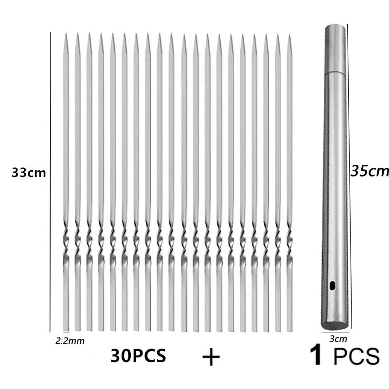 Stainless Steel BBQ Skewers – Reusable Kebab Sticks for Camping, BBQs & Outdoor Cooking