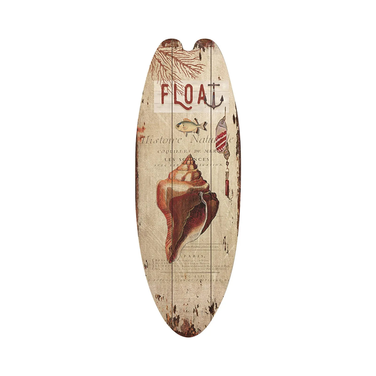 Vintage Wooden Surfboard Wall Decor | Beach Style Hanging Sign