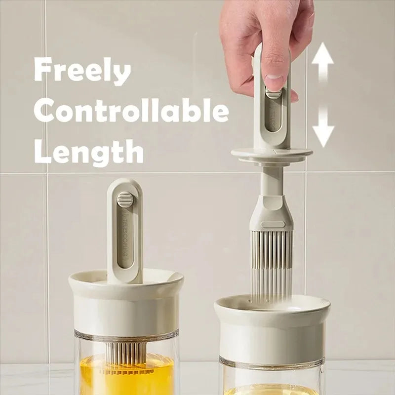 1pc Oil Dispenser Bottle with Silicone Brush – Refillable Cooking & BBQ Basting Bottle