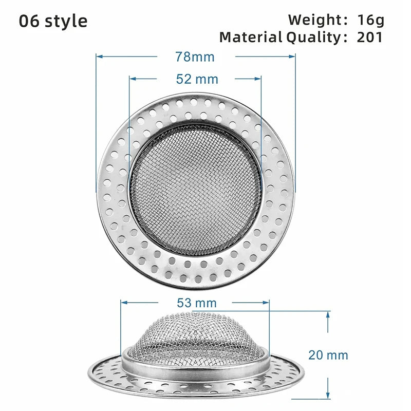 Stainless Steel Sink Strainer | Kitchen & Bathroom Drain Filter Hair Catcher