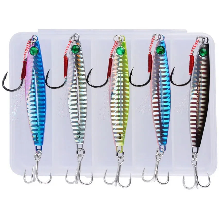 5pcs Metal Jig Fishing Lures – Saltwater Hard Bait Fishing Set