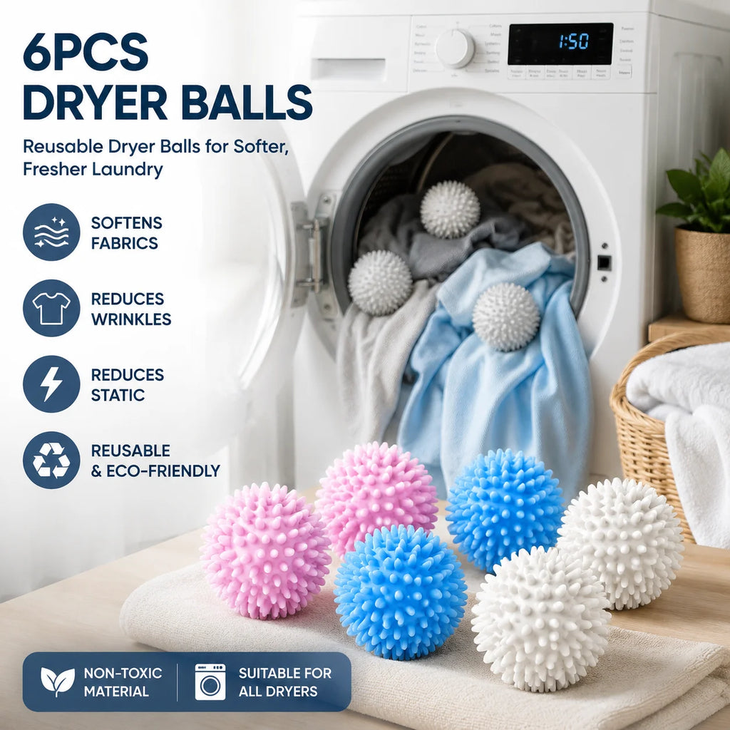 Reusable Laundry Balls 6/1Pcs - AntiReusable Laundry Dryer Balls – Choose 1, 3 or 6 Pack