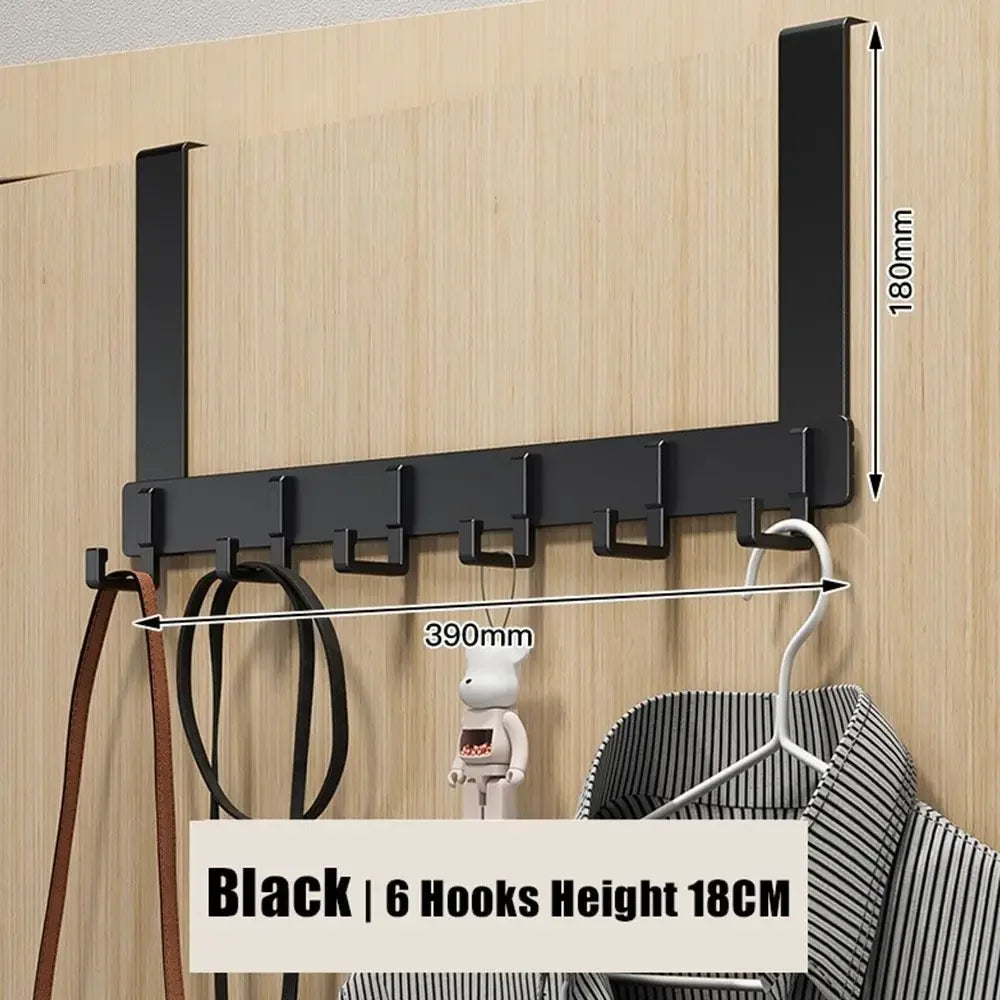 6-Hook Over Door Hanger Rack – Space-Saving Coat, Towel & Bag Organizer