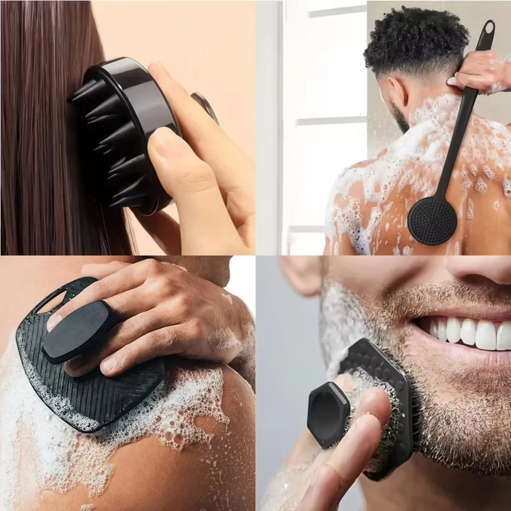 4PCS Silicone Body Scrubber Set – Soft Exfoliating Shower & Face Brushes