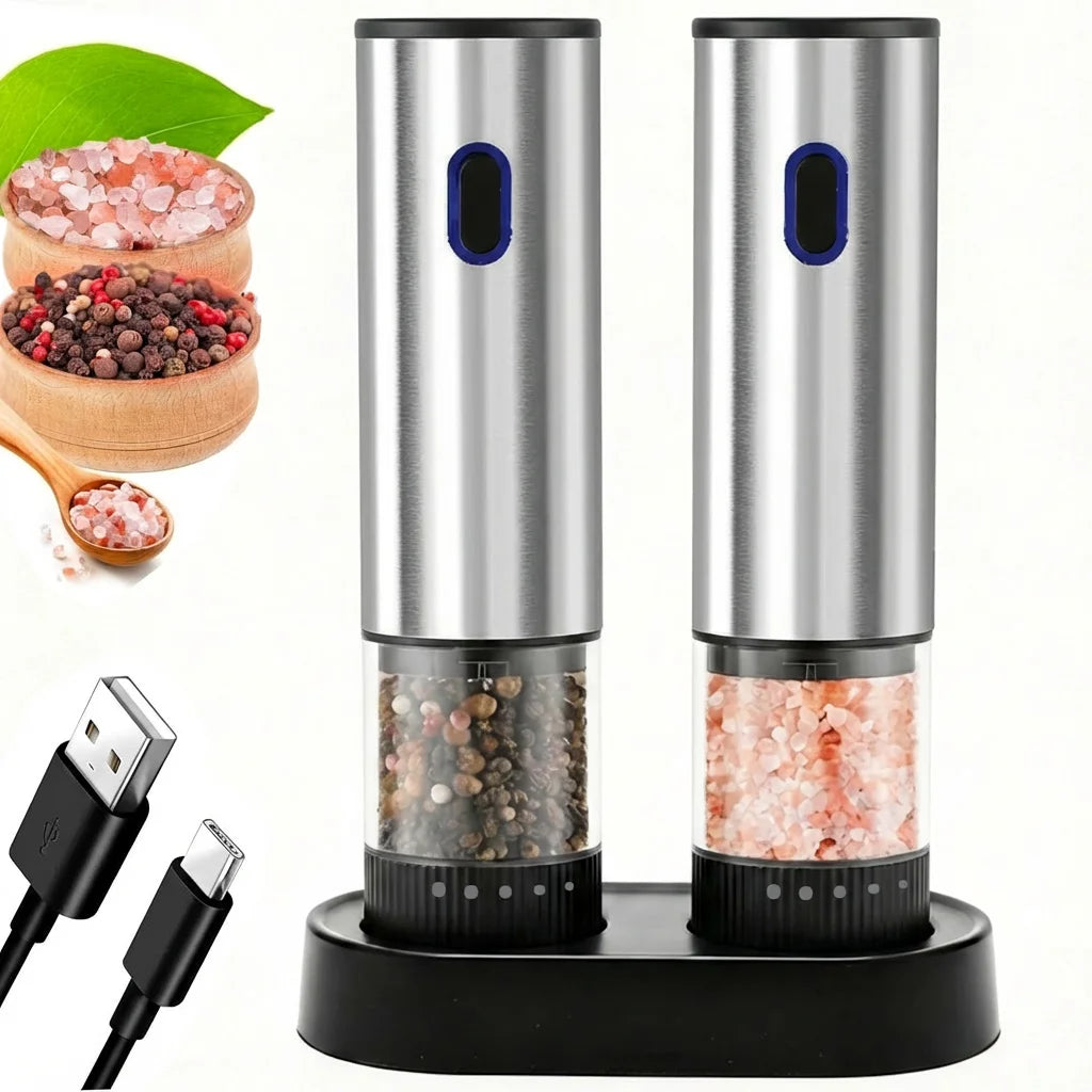 Electric Salt & Pepper Grinder – Rechargeable & Adjustable