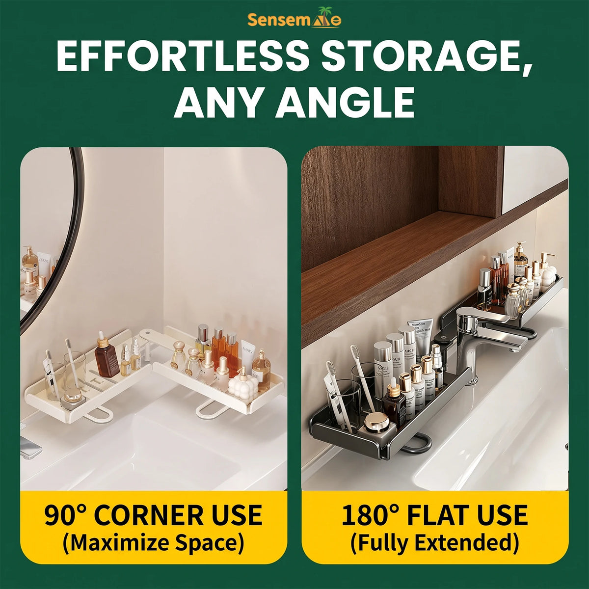 Over Sink Shelf Rotatable Adjustable Steel Faucet Storage Organiser