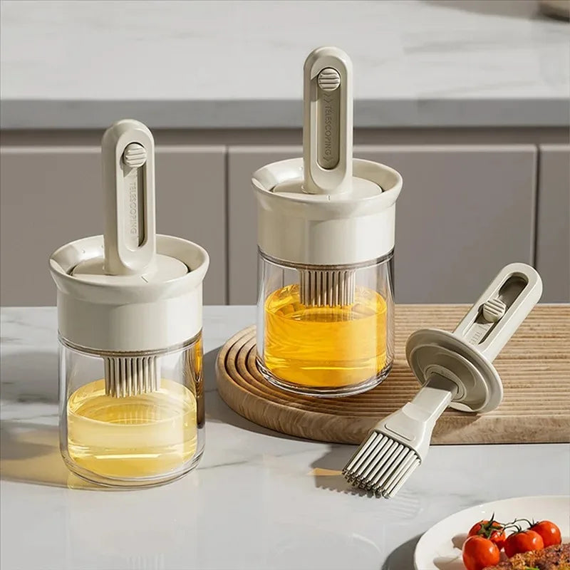 1pc Oil Dispenser Bottle with Silicone Brush – Refillable Cooking & BBQ Basting Bottle