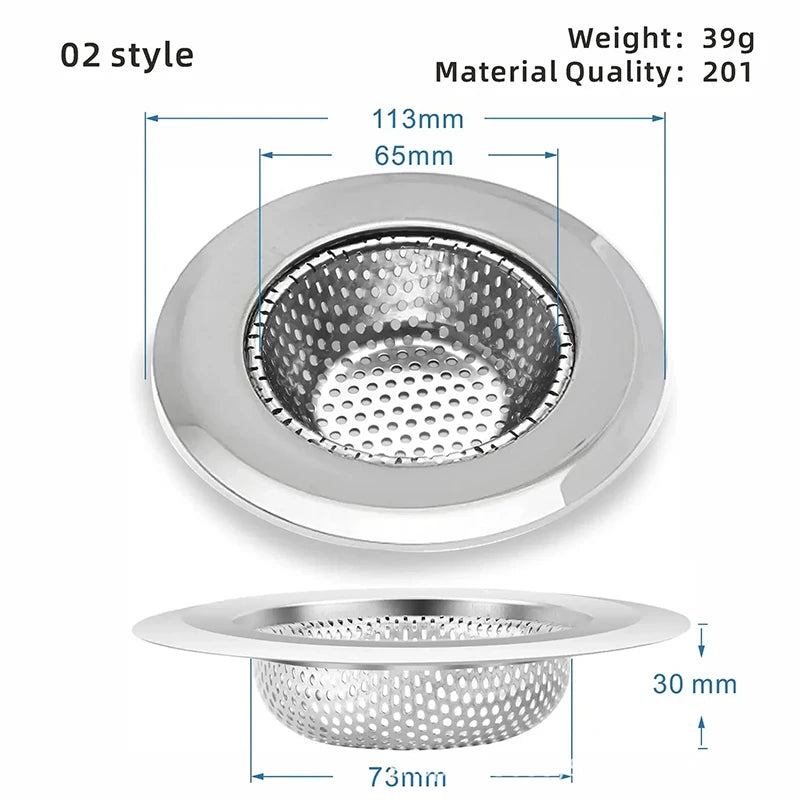 Stainless Steel Sink Strainer | Kitchen & Bathroom Drain Filter Hair Catcher