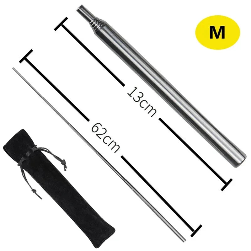 Collapsible Stainless Steel Fire Blow Pipe – 15–60cm Camping Fire Starter Tool