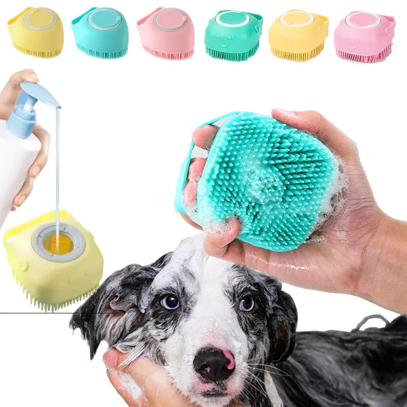 Silicone Pet Bath & Massage Brush – Dog & Cat Bath Scrubber