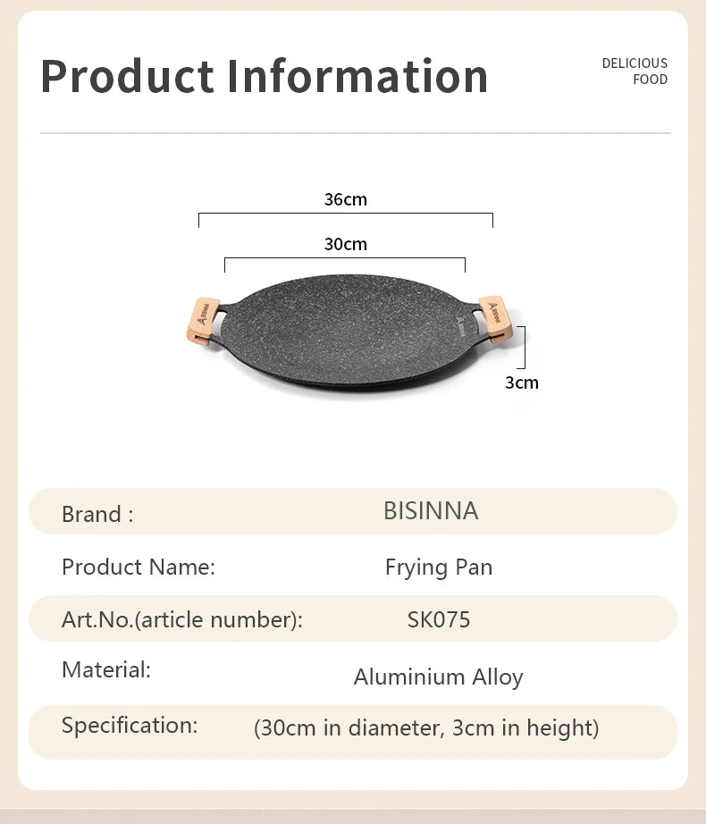 BISINNA 30cm Non-Stick BBQ Grill Pan – Portable Camping Grill Plate for Outdoor Cooking