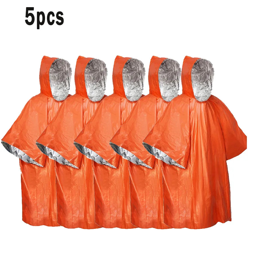 Emergency Thermal Raincoat Poncho – Insulated Rainproof Survival Blanket