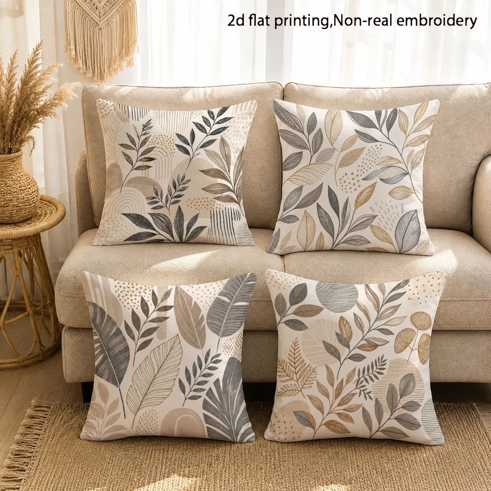 4PCS Decorative Throw Pillow Cover Set – Soft Polyester Cushion Covers with Hidden Zipper (Covers Only)