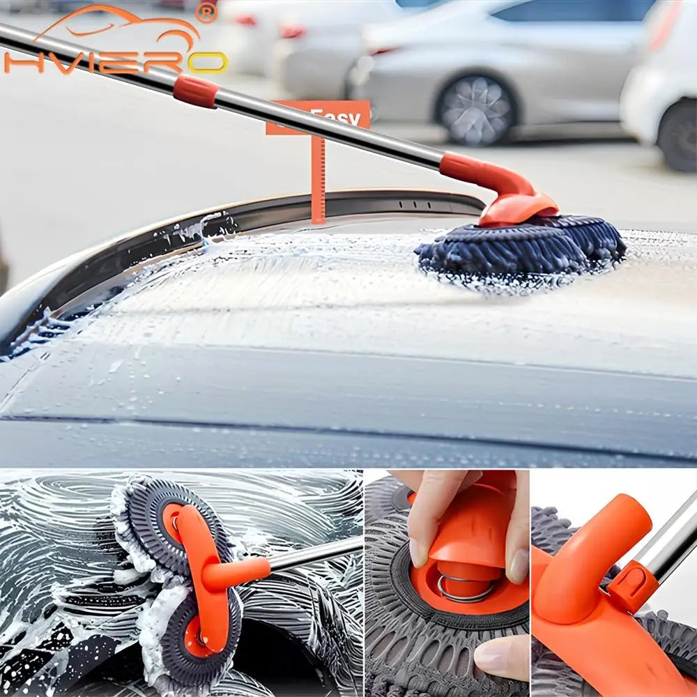 360° Microfiber Car Wash Mop with Extendable Handle | Scratch-Free Cleaning Brush