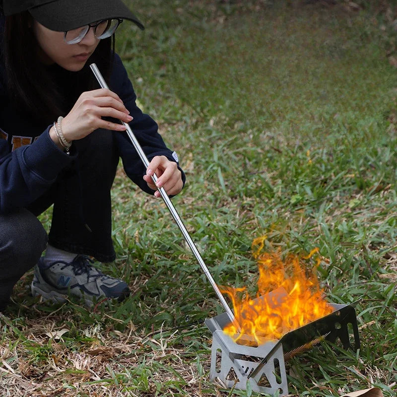 Collapsible Stainless Steel Fire Blow Pipe – 15–60cm Camping Fire Starter Tool