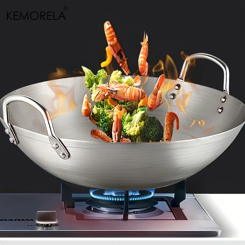 Premium Stainless Steel Cooking Wok | Gas & Induction Compatible