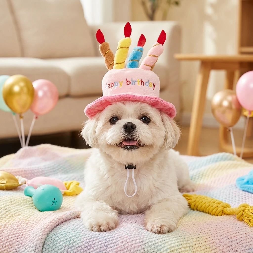 Pet Birthday Party Hat – Comfortable Adjustable Celebration Hat for Dogs & Cats