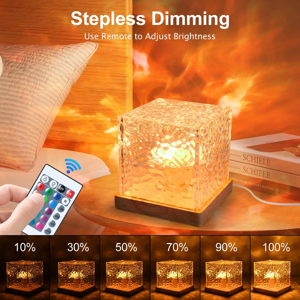 Ocean Wave Aurora Projector Lamp - 16 Colour RGB Water Ripple Night Light with Remote