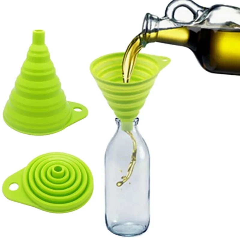 Mini Foldable Silicone Funnel – Collapsible Portable Funnel for Kitchen, Camping & Outdoor Use