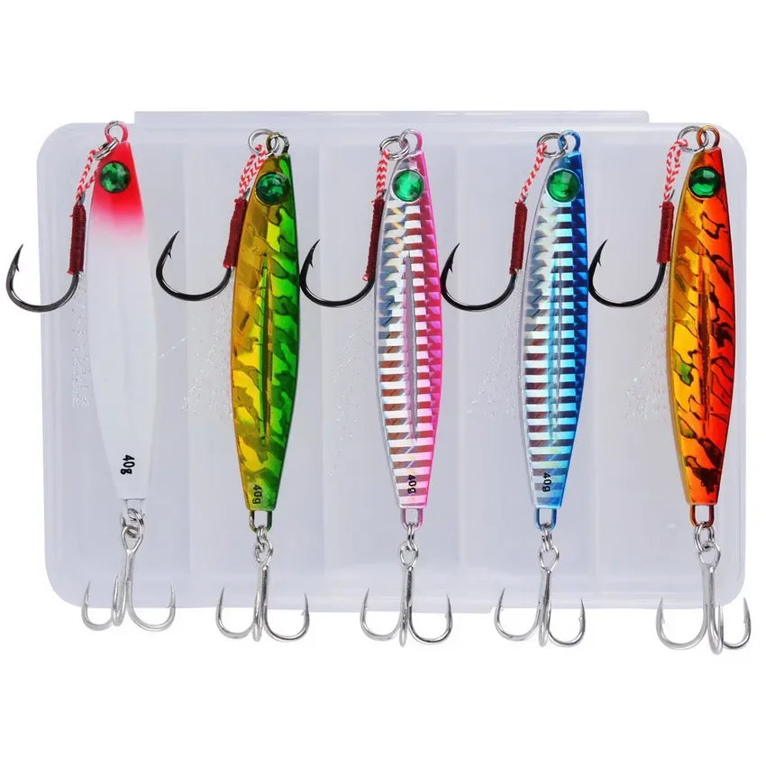 5pcs Metal Jig Fishing Lures – Saltwater Hard Bait Fishing Set