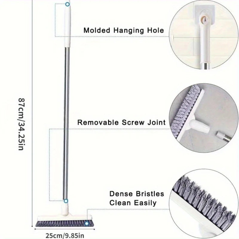 Long Handle Bathroom Floor Scrub Brush – Hard Bristle Tile & Tub Cleaner