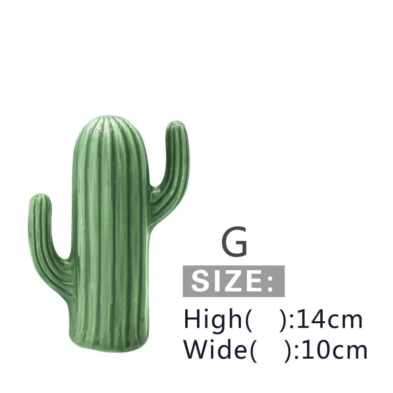Ceramic Cactus Ornaments – Modern Home Decor Figurines