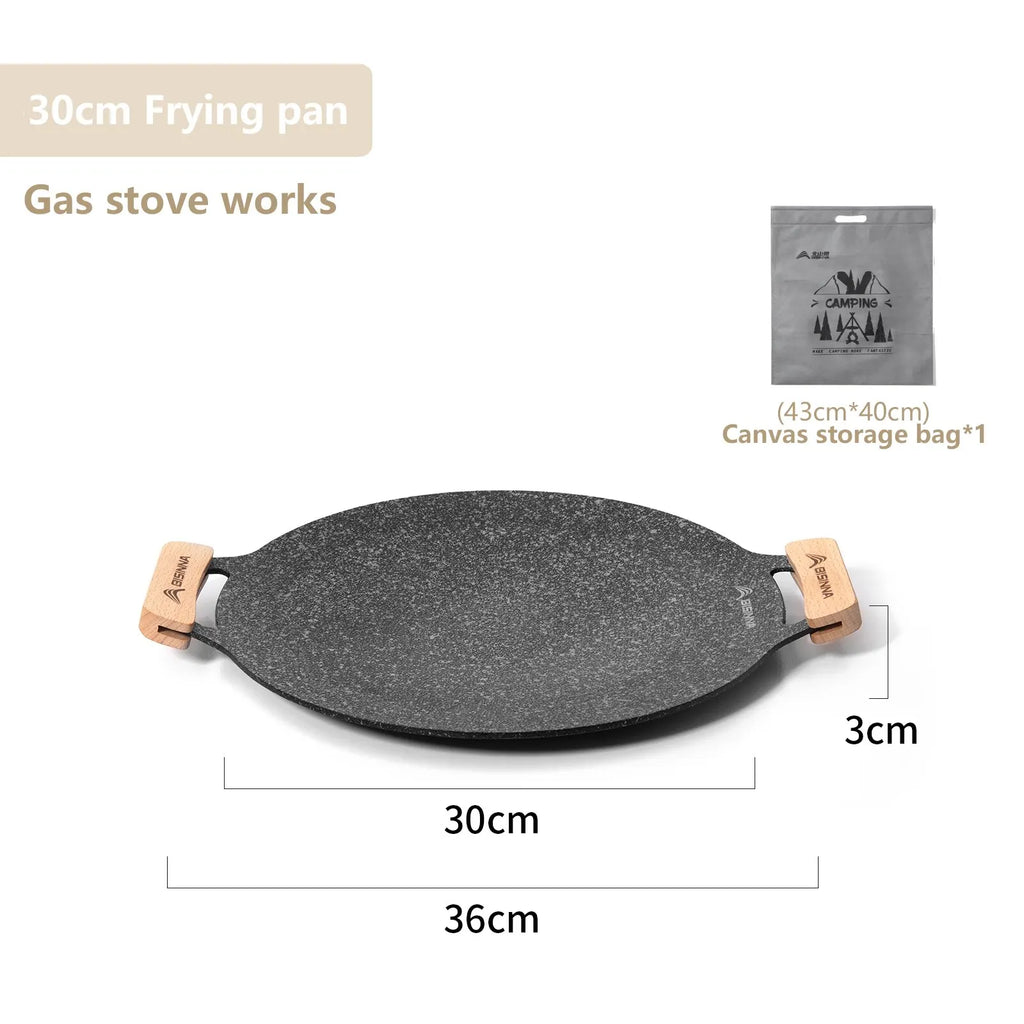 BISINNA 30cm Non-Stick BBQ Grill Pan – Portable Camping Grill Plate for Outdoor Cooking